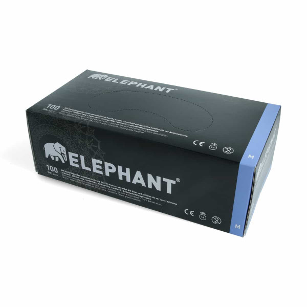 Elephant - Premium Handschuhe mit Lanolind Innenbeschichtung - 100 Stck. - Schwarz